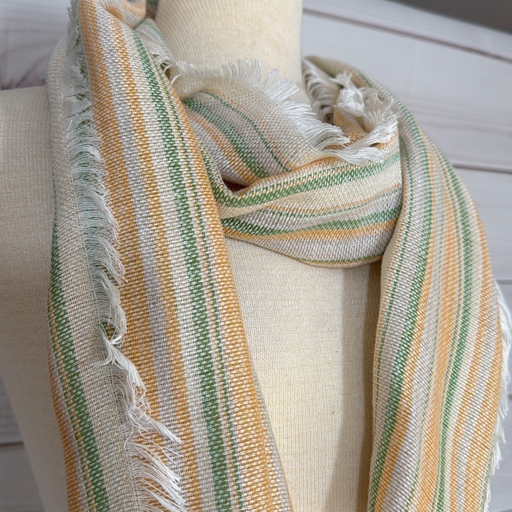 NWT J. Jill Vanilla Mint Sriped Scarf Made in Italy - Picture 5 of 7